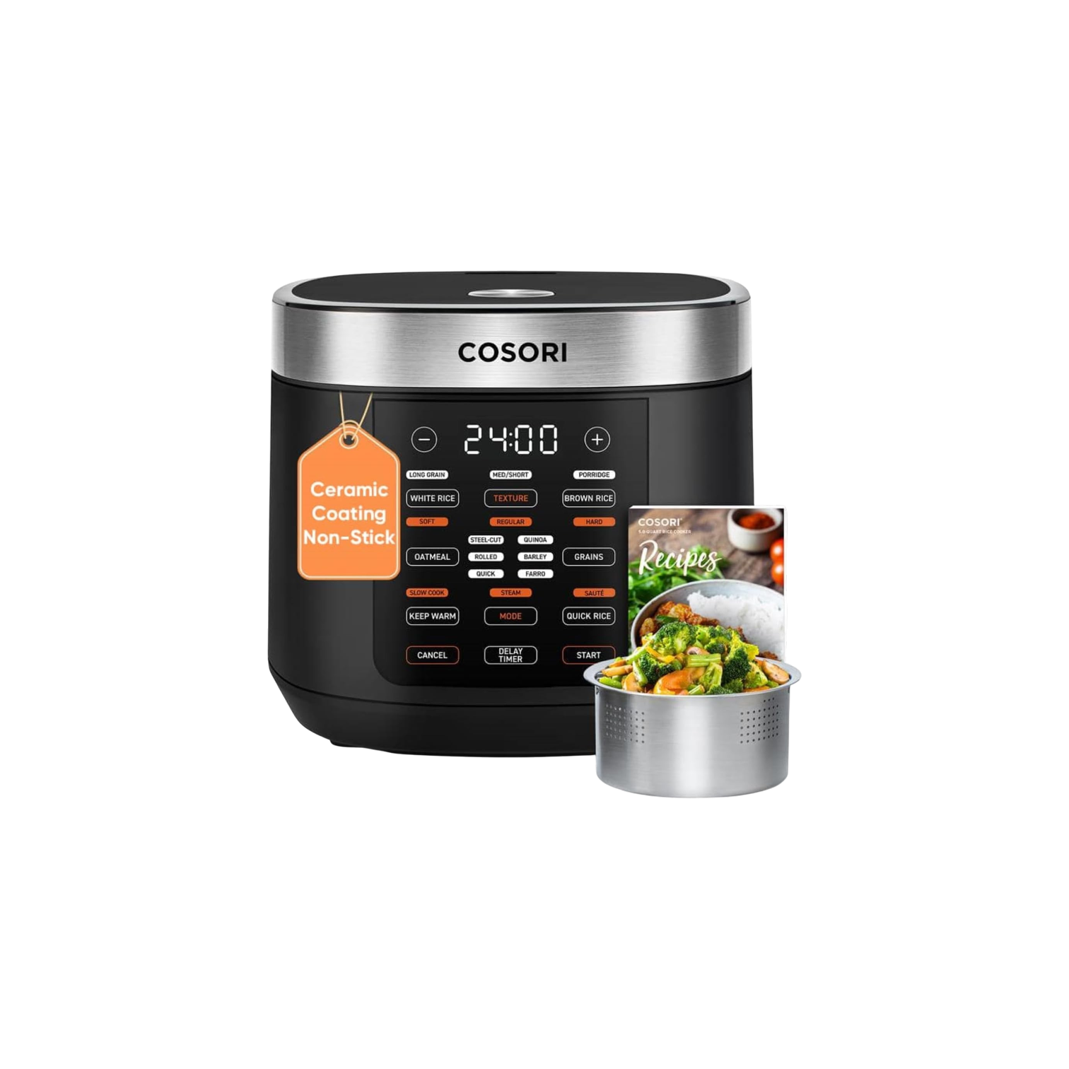 Rice Cooker 10 Cup, 24h Keep Warm, 18 Functionsl by Cosori